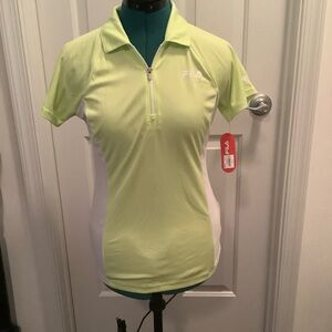 FILA Women’s Fluorescent Yellow Lime Green Half Zip Golf Activewear Shirt Sm